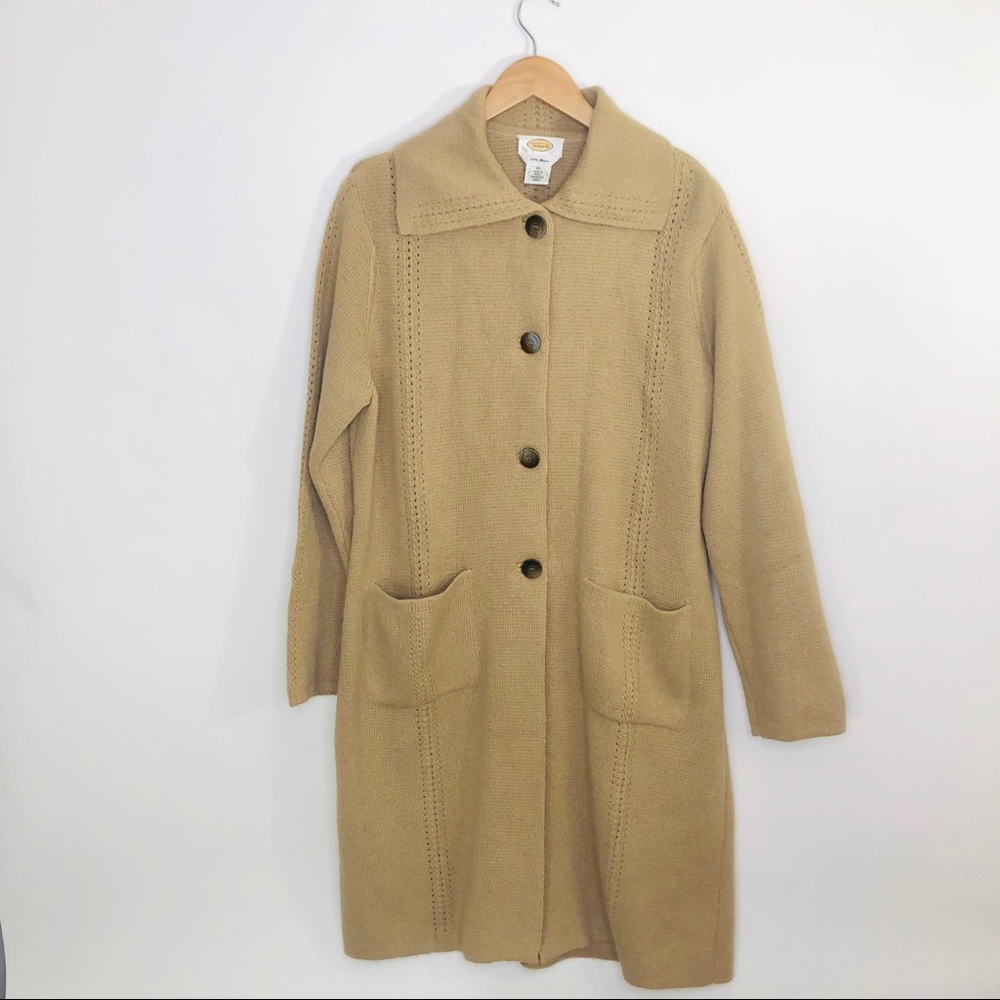 Talbots Camel/Tan Button-Front Knit Long Cardigan